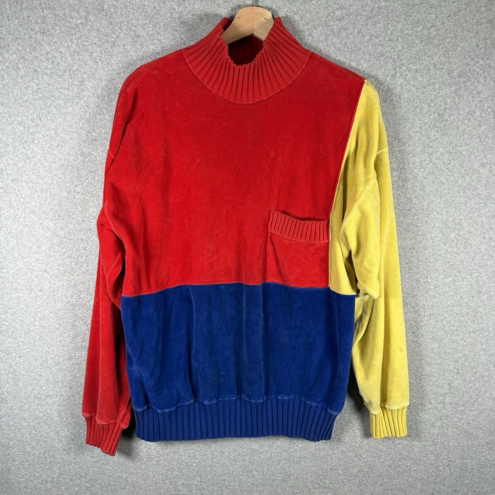 Vintage Colorblock Sweater Womens Medium Primary 90s Turtleneck‎ Westbound